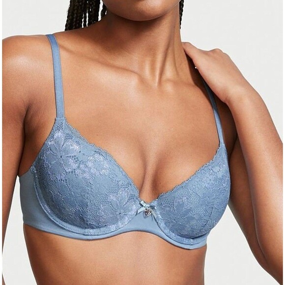 Victoria’s Secret 36D Body by Victoria Periwinkle Bra Lined Lace Demi NWT - Picture 1 of 12